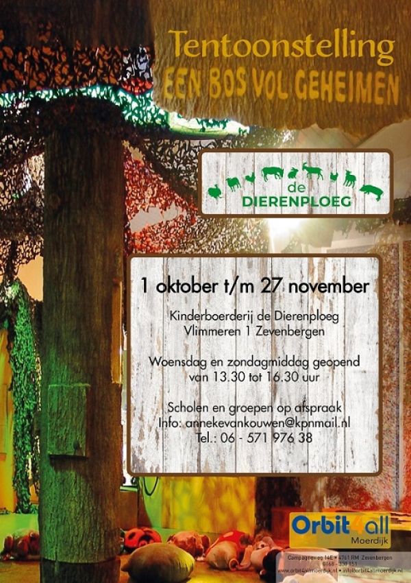 Kinderboerderij de Dierenploeg viert werelddierendag op zondag 2 oktober en opent expositie: Bos vol geheimen.